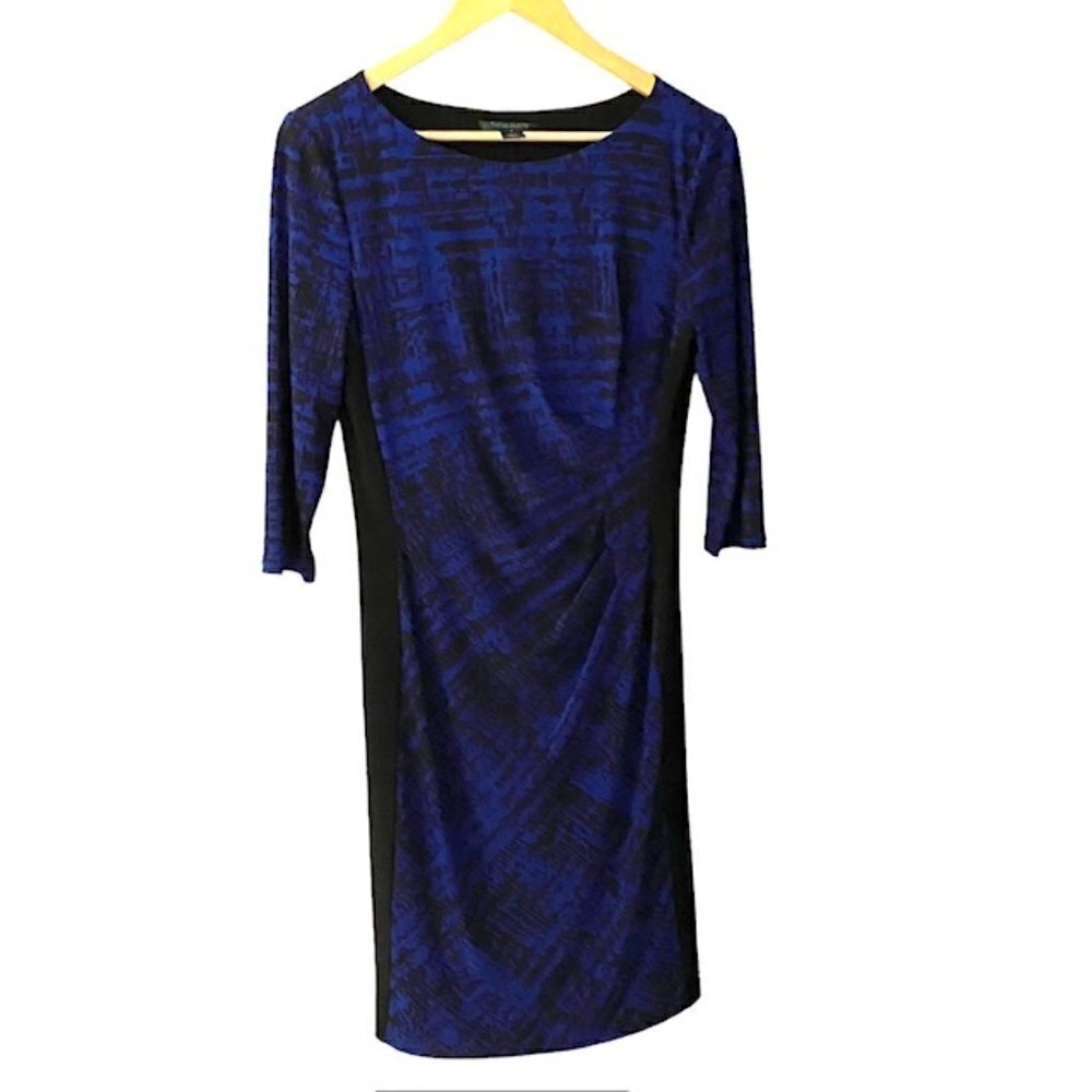 Ralph Lauren Blue & Black Jersey Knit Dress 8